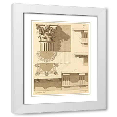 Plate 55 for Elements of Civil Architecture, ca. 1818-1850 White Modern Wood Framed Art Print with Double Matting by Vannini, Giuseppe