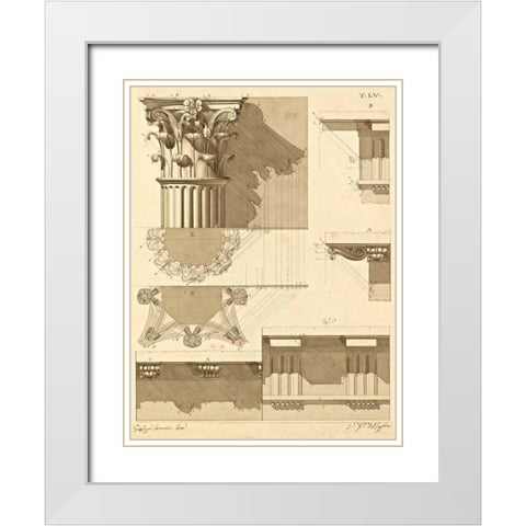 Plate 55 for Elements of Civil Architecture, ca. 1818-1850 White Modern Wood Framed Art Print with Double Matting by Vannini, Giuseppe