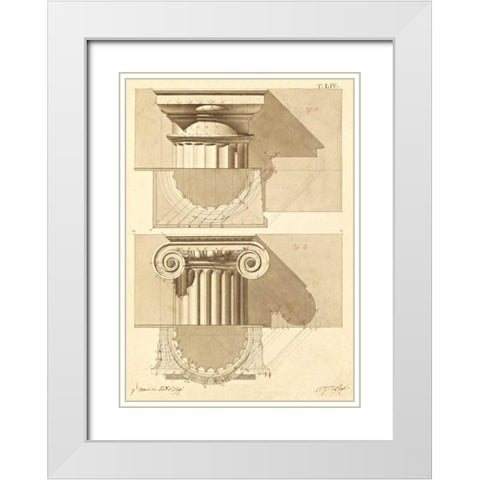 Plate 54 for Elements of Civil Architecture, ca. 1818-1850 White Modern Wood Framed Art Print with Double Matting by Vannini, Giuseppe