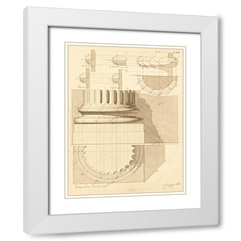 Plate 53 for Elements of Civil Architecture, ca. 1818-1850 White Modern Wood Framed Art Print with Double Matting by Vannini, Giuseppe