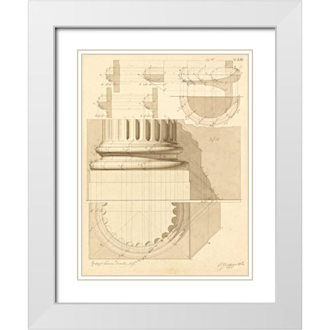 Plate 53 for Elements of Civil Architecture, ca. 1818-1850 White Modern Wood Framed Art Print with Double Matting by Vannini, Giuseppe