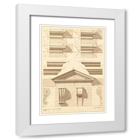 Plate 52 for Elements of Civil Architecture, ca. 1818-1850 White Modern Wood Framed Art Print with Double Matting by Vannini, Giuseppe