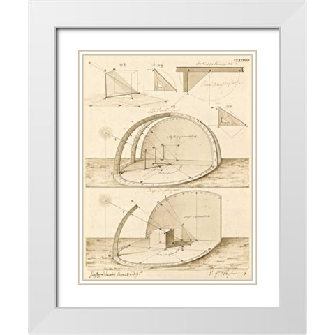 Plate 47 for Elements of Civil Architecture, ca. 1818-1850 White Modern Wood Framed Art Print with Double Matting by Vannini, Giuseppe