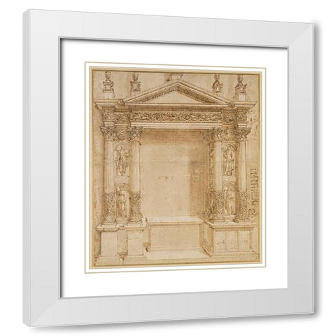 Design for an Altar, ca. 1527 White Modern Wood Framed Art Print with Double Matting by Peruzzi, Baldassare