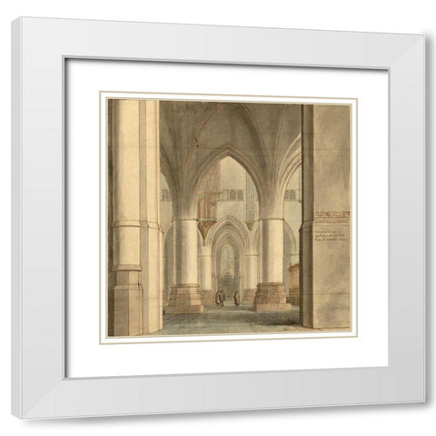The Choir and North Ambulatory of the Church of Saint Bavo, Haarlem, 1634 White Modern Wood Framed Art Print with Double Matting by Saenredam, Pieter Jansz.