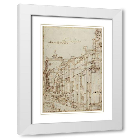 The Campo S. Basso: The North Side with the Church, 1740s White Modern Wood Framed Art Print with Double Matting by Canaletto