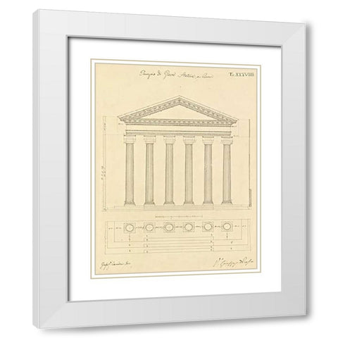 Plate 38 for Elements of Civil Architecture, ca. 1818-1850 White Modern Wood Framed Art Print with Double Matting by Vannini, Giuseppe