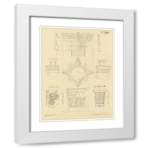 Plate 30 for Elements of Civil Architecture, ca. 1818-1850 White Modern Wood Framed Art Print with Double Matting by Vannini, Giuseppe