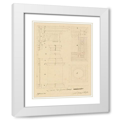 Plate 13 for Elements of Civil Architecture, ca. 1818-1850 White Modern Wood Framed Art Print with Double Matting by Vannini, Giuseppe