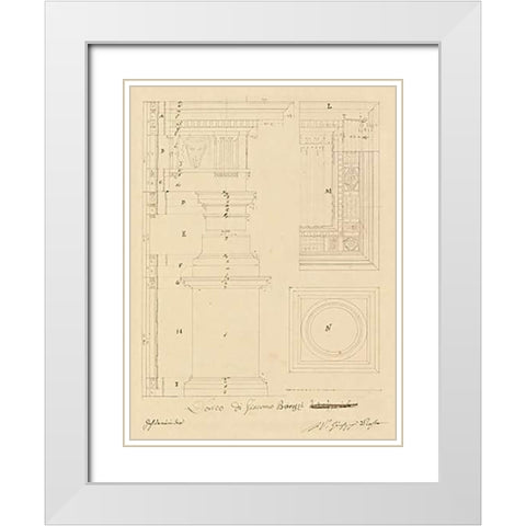 Plate 13 for Elements of Civil Architecture, ca. 1818-1850 White Modern Wood Framed Art Print with Double Matting by Vannini, Giuseppe
