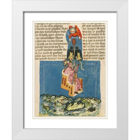 Alexander the Great in the Air (detail) White Modern Wood Framed Art Print with Double Matting by German 15th Century