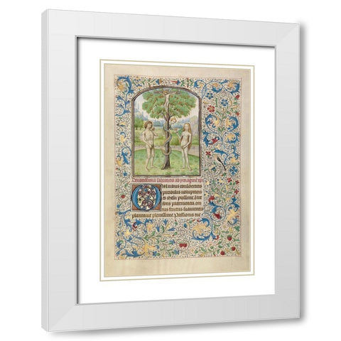 Adam and Eve Eating the Forbidden Fruit White Modern Wood Framed Art Print with Double Matting by Vrelant, Wilem