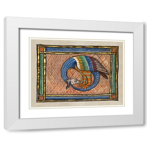 A Dragon-like Snake (detail) White Modern Wood Framed Art Print with Double Matting by Franco-Flemish 13th Century