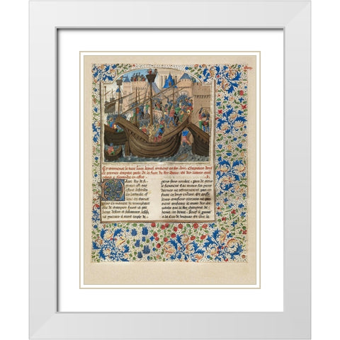 Alexander Attacks the City of Tyre White Modern Wood Framed Art Print with Double Matting by Master of the Jardin de vertueuse consolation,
