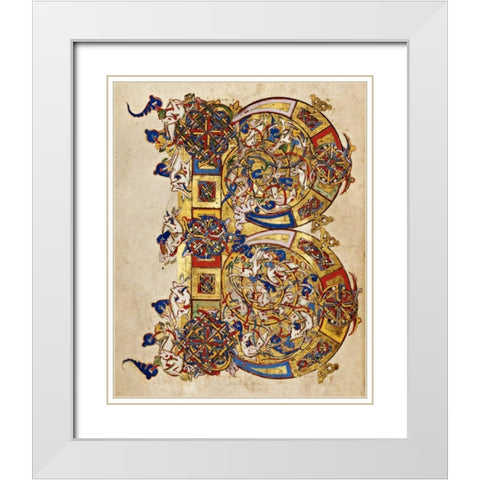 Inhabited Initial B White Modern Wood Framed Art Print with Double Matting by Italian 12th Century