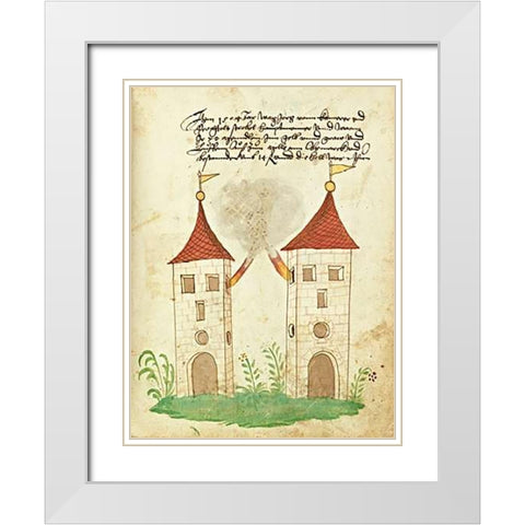 Civic festival of the Nuremberg Schembartlauf - Towers White Modern Wood Framed Art Print with Double Matting by German 16th Century