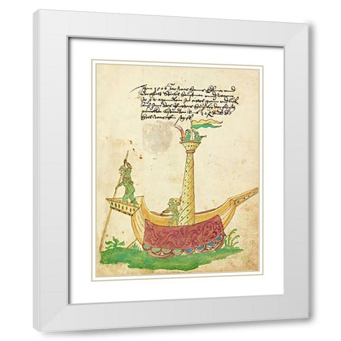 Civic festival of the Nuremberg Schembartlauf - Ship Float White Modern Wood Framed Art Print with Double Matting by German 16th Century