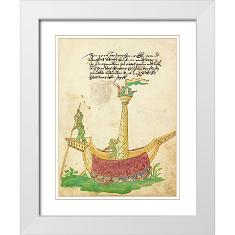 Civic festival of the Nuremberg Schembartlauf - Ship Float White Modern Wood Framed Art Print with Double Matting by German 16th Century
