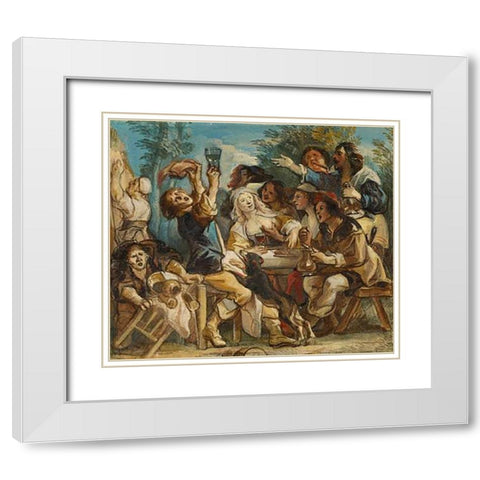 A Merry Company White Modern Wood Framed Art Print with Double Matting by Jordaens, Jacob