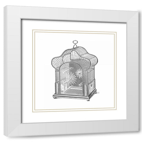 Etchings: Birdcage - Palmate top, daisy detail. White Modern Wood Framed Art Print with Double Matting by Catalog Illustration