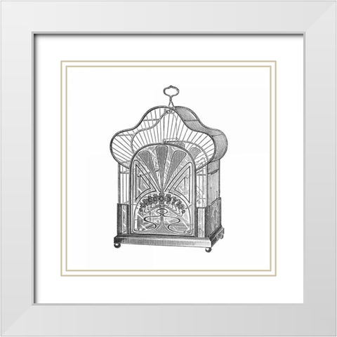 Etchings: Birdcage - Palmate top, forget-me-not detail. White Modern Wood Framed Art Print with Double Matting by Catalog Illustration