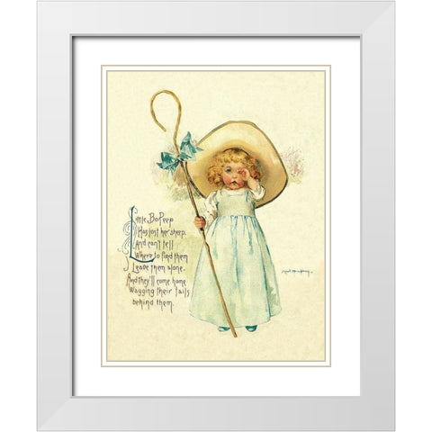 Nursery Rhymes: Little Bo Peep White Modern Wood Framed Art Print with Double Matting by Humphrey, Maud