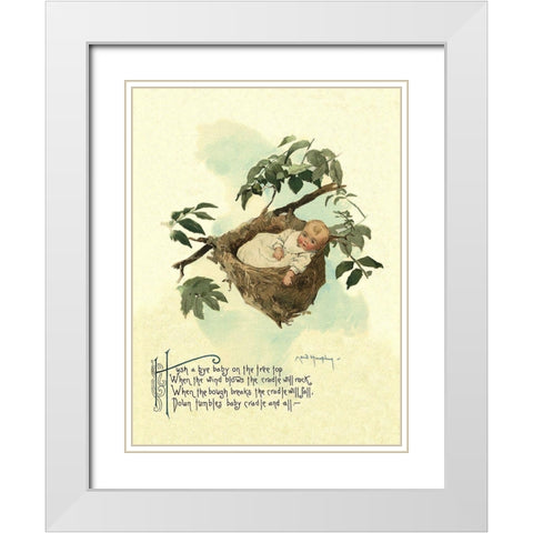 Nursery Rhymes: Hush A Bye Baby White Modern Wood Framed Art Print with Double Matting by Humphrey, Maud