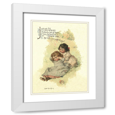 Nursery Rhymes: Jack and Jill White Modern Wood Framed Art Print with Double Matting by Humphrey, Maud