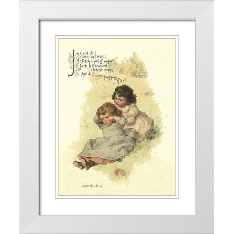Nursery Rhymes: Jack and Jill White Modern Wood Framed Art Print with Double Matting by Humphrey, Maud