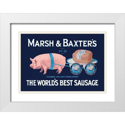 Pigs and Pork: Marsh and Baxters Worlds Best Sausage White Modern Wood Framed Art Print with Double Matting by Advertisement