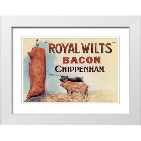 Pigs and Pork: Royal Wilts Bacon White Modern Wood Framed Art Print with Double Matting by Advertisement