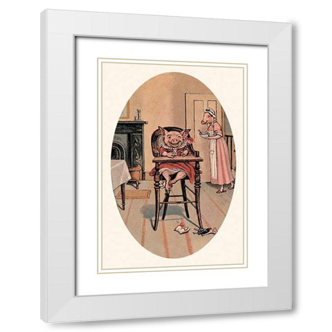 Pigs and Pork: Baby Pig White Modern Wood Framed Art Print with Double Matting by Advertisement