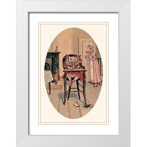 Pigs and Pork: Baby Pig White Modern Wood Framed Art Print with Double Matting by Advertisement