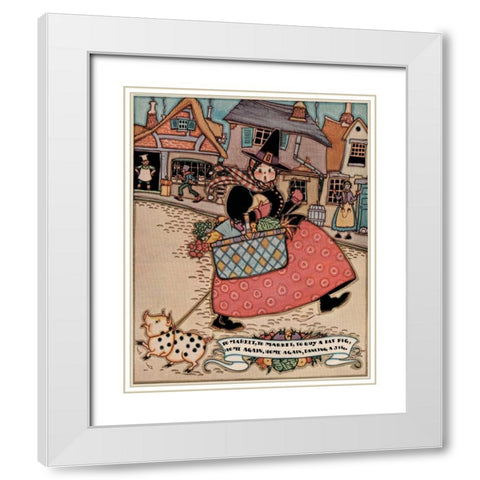 Pigs and Pork: Home Arts: To Market White Modern Wood Framed Art Print with Double Matting by Jones, Mary Wright