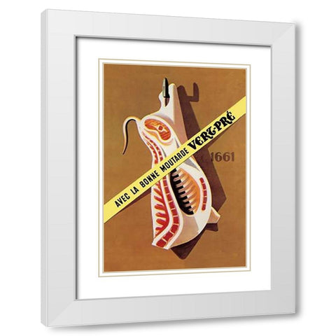 Pigs and Pork: Hooked Pork White Modern Wood Framed Art Print with Double Matting by Advertisement