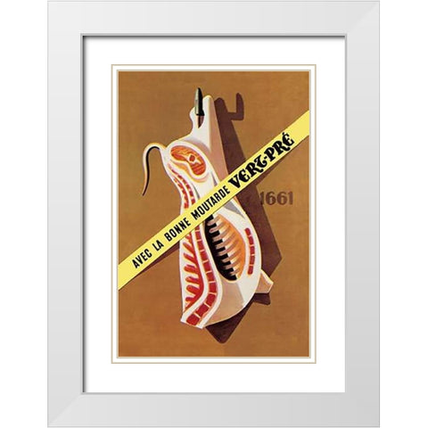 Pigs and Pork: Hooked Pork White Modern Wood Framed Art Print with Double Matting by Advertisement