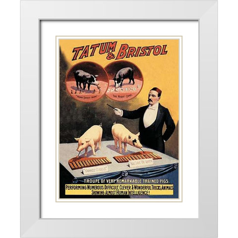 Pigs and Pork: Tatum and Bristols Troupe of Trained Pigs White Modern Wood Framed Art Print with Double Matting by Advertisement