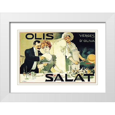 Cooks: Olis Salat - Verges dOliva White Modern Wood Framed Art Print with Double Matting by Norlind, E.