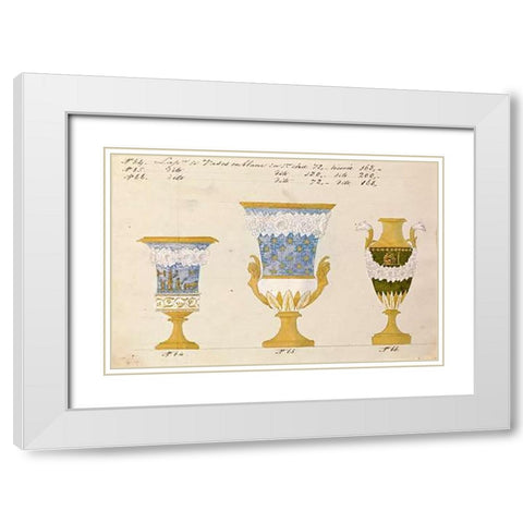 Trois vases en blanc du 1er choix, ca. 1800-1820 White Modern Wood Framed Art Print with Double Matting by Honore