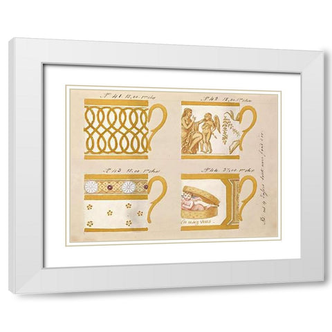Quatre tasses avec fond dor, ca. 1800-1820 White Modern Wood Framed Art Print with Double Matting by Honore