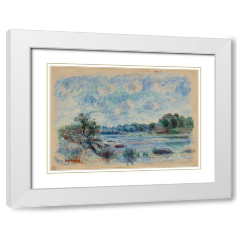 Landscape at Pont-Aven White Modern Wood Framed Art Print with Double Matting by Renoir, Pierre-Auguste