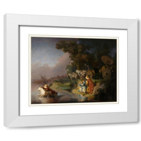 The Abduction of Europa White Modern Wood Framed Art Print with Double Matting by Rembrandt Harmensz van Rijn, Workshop of