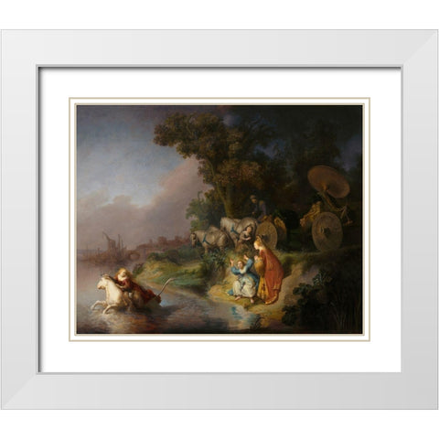The Abduction of Europa White Modern Wood Framed Art Print with Double Matting by Rembrandt Harmensz van Rijn, Workshop of