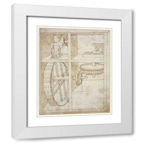 Folio 43: mill powered by horse White Modern Wood Framed Art Print with Double Matting by Martini, Francesco di