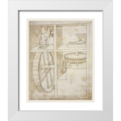 Folio 43: mill powered by horse White Modern Wood Framed Art Print with Double Matting by Martini, Francesco di