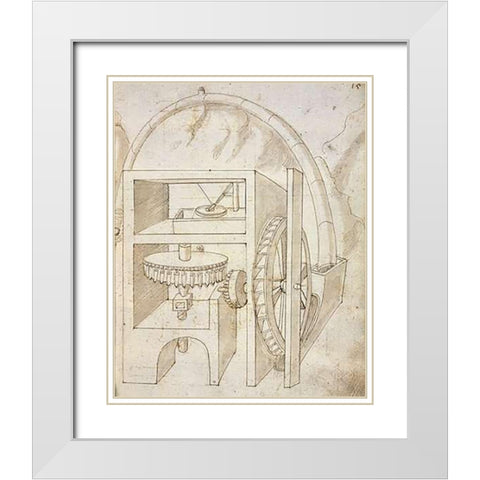 Folio 15: mill White Modern Wood Framed Art Print with Double Matting by Martini, Francesco di