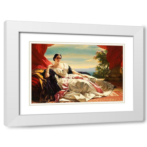 Portrait of Leonilla, Princess of Sayn-Wittgenstein-Sayn White Modern Wood Framed Art Print with Double Matting by Winterhalter, Franz Xaver