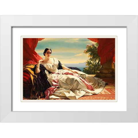 Portrait of Leonilla, Princess of Sayn-Wittgenstein-Sayn White Modern Wood Framed Art Print with Double Matting by Winterhalter, Franz Xaver