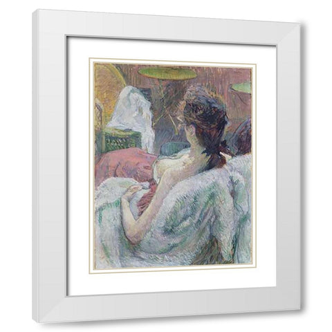 The Model Resting White Modern Wood Framed Art Print with Double Matting by De Toulouse-Lautrec, Henri