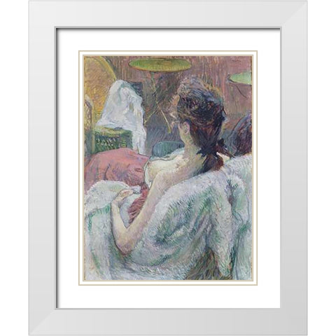 The Model Resting White Modern Wood Framed Art Print with Double Matting by De Toulouse-Lautrec, Henri